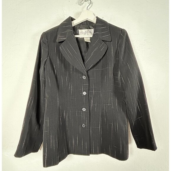 Mary McFadden Collection Women's Button Down Blazer Long Sleeve Black Size 8 - Picture 1 of 9
